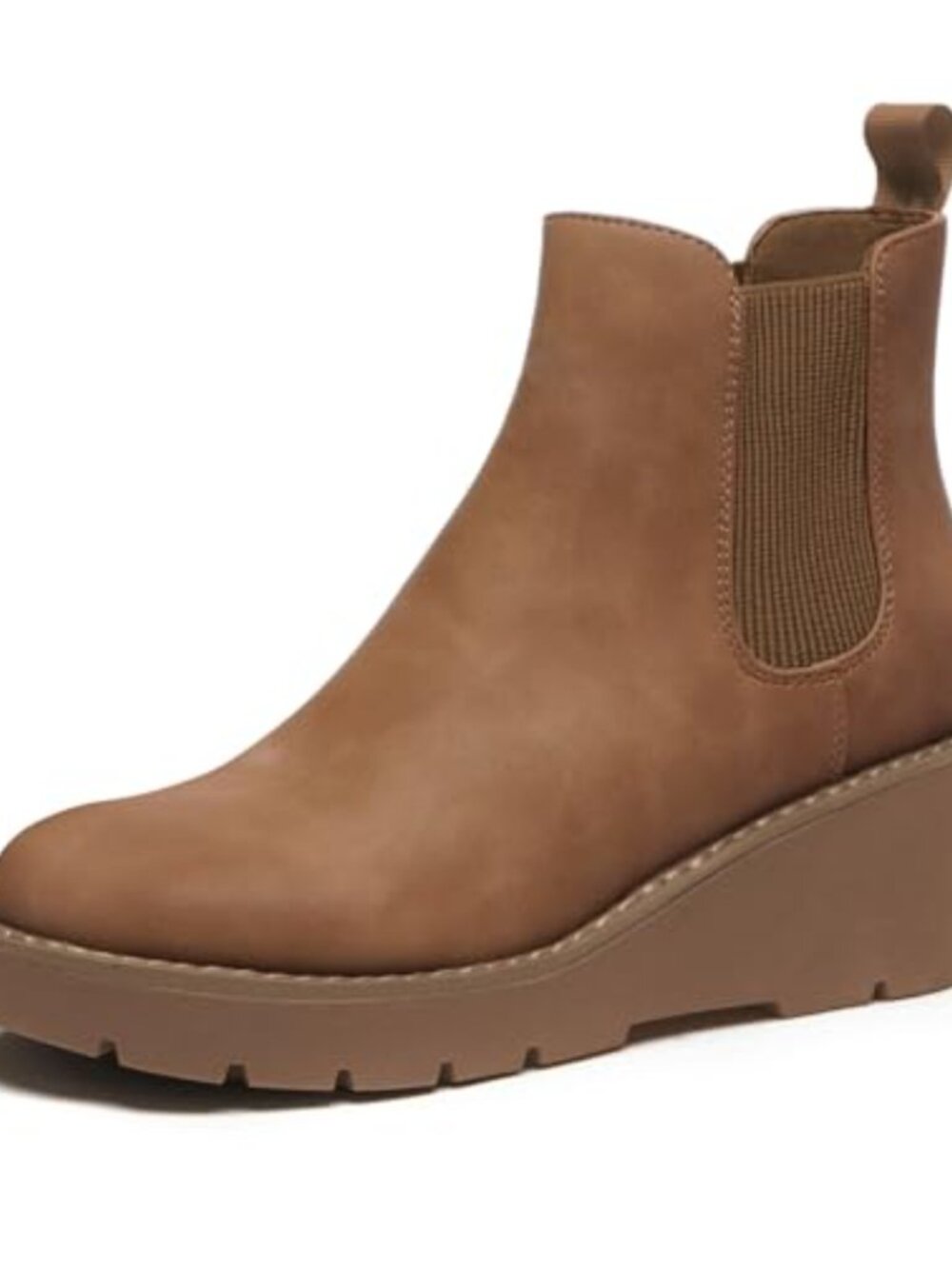 Chelsea Wedge Ankle Boots Slip On Lug Sole Nubuck Suede Platform Booties
